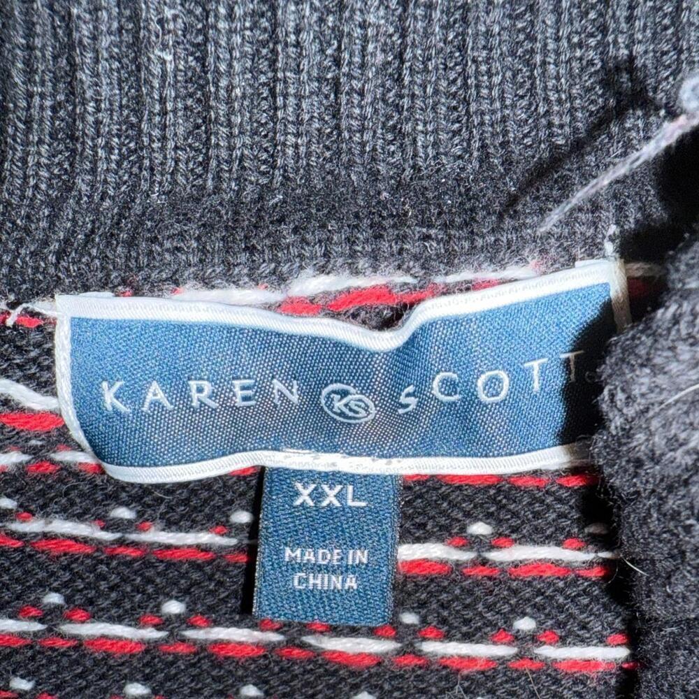 Karen Scott Black & Red Patterned Turtleneck Sweater – Size XXL - Picture 2 of 4